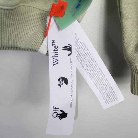 Off-White c/o Virgil Abloh "Off" Logo Beige Neutrals Minimalist Hoodie Sweater - Picture 13 of 14